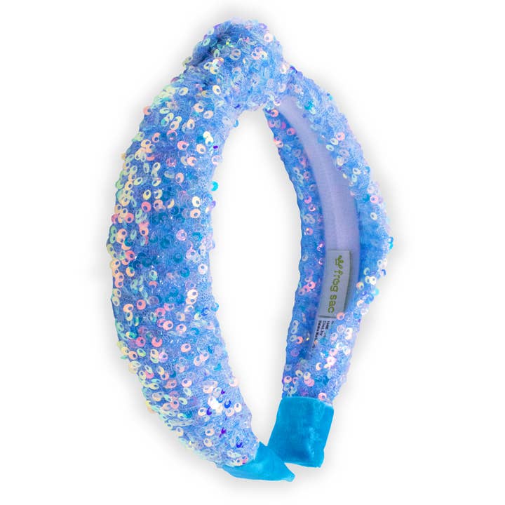 Kids Knot Headband - Sequin Knotted Hair Band Accessories in blue